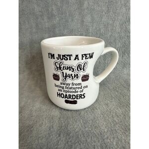 Funny Yarn Hoarder Ergonomic Thumb Rest Coffee Mug White Ceramic Knitting Gift